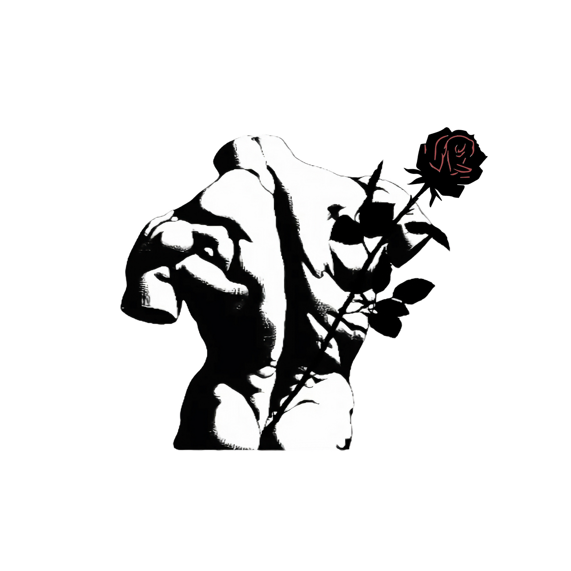 Rouse Icon, Male Torso with Red Rose