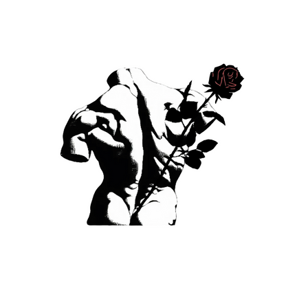 Rouse Icon, Male Torso with Red Rose