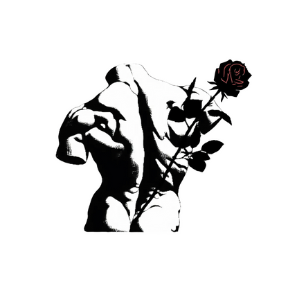 Rouse Perfume Icon, Male Torso with Red Rose