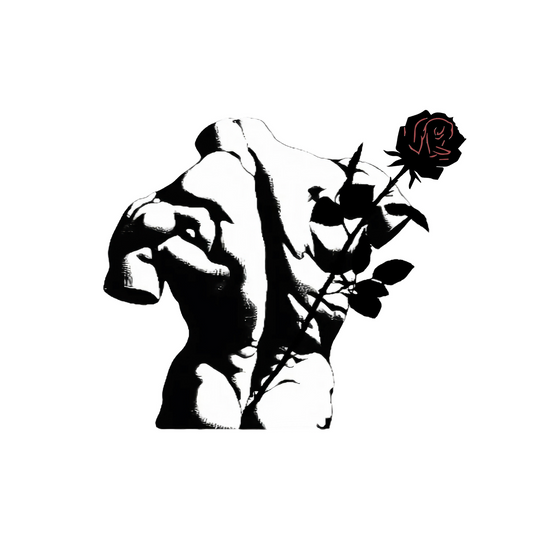 Rouse Perfume Icon, Male Torso with Red Rose